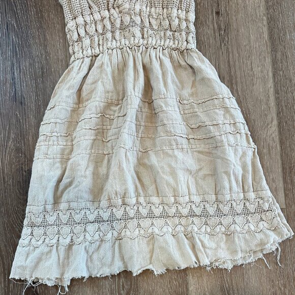 Crochet Boho Beach Halter-neck Cream Tunic Top - Picture 3 of 7